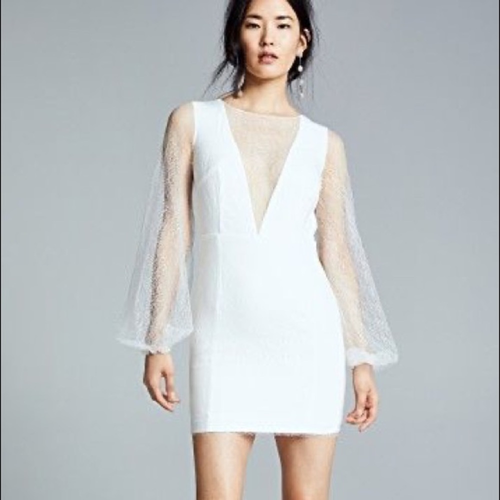 NWOT Rime Arodaky Del Ray Dress with Balloon Sleeves, White, FR 38